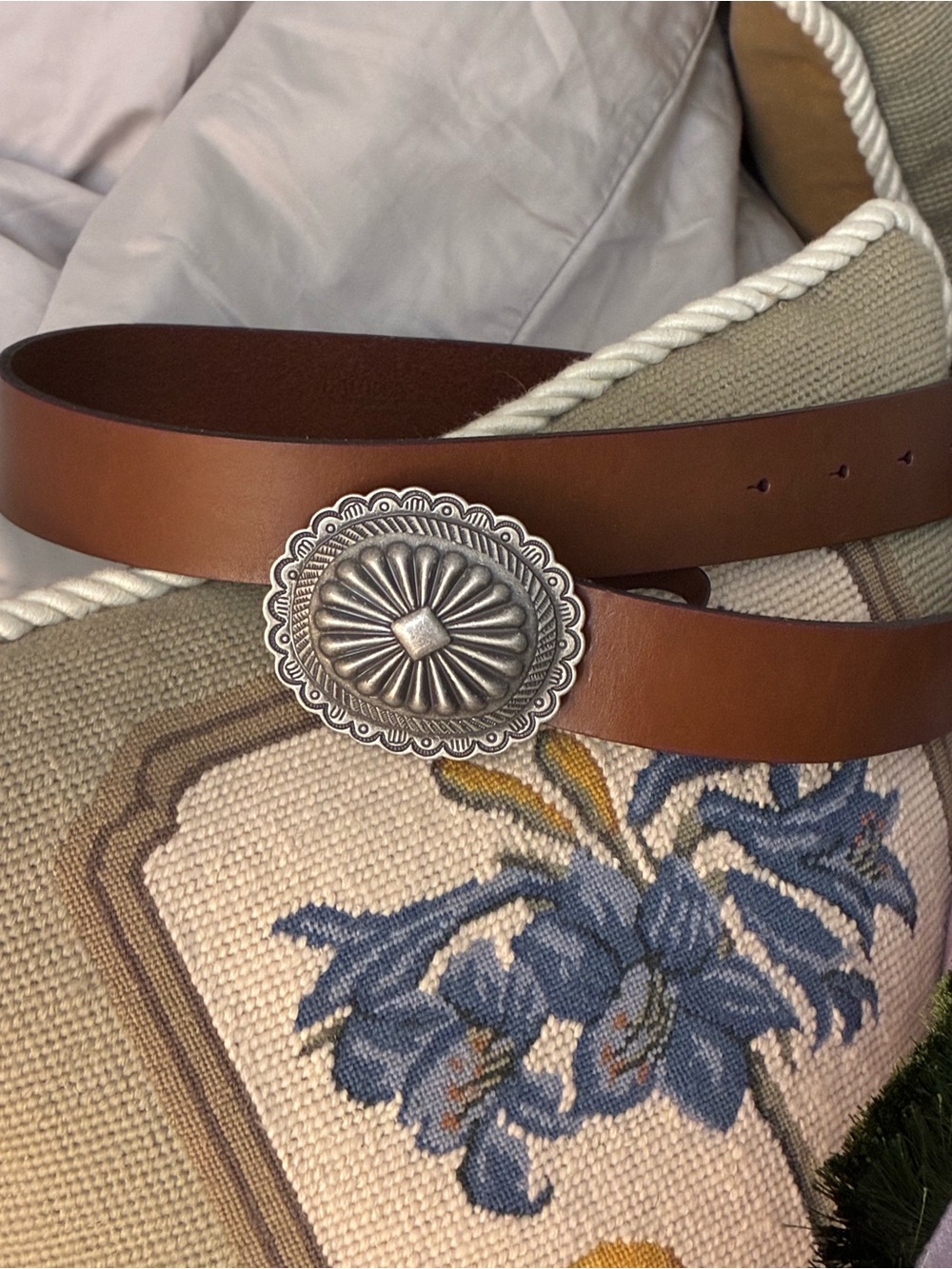 Lauren Ralph Lauren Brown Leather Concho Belt Medium